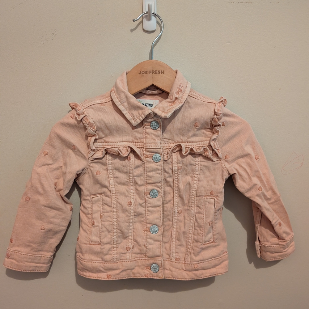 Charming Kids Pink Jean Jacket with Ruffles